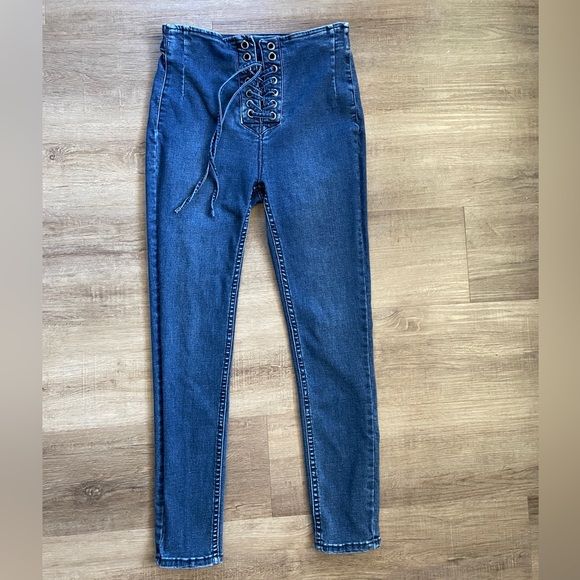 Free People Lace Up Skinny Jeans - Picture 4 of 6